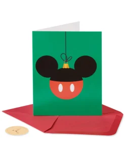Mickey Mouse Ornament Disney Christmas Cards Boxed – Glitter-Free, 20-Count
