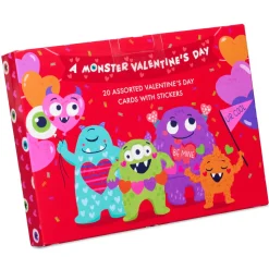 Monster Hearts Valentine’s Day Cards for Kids, 20-Count, 1 Sticker Sheet