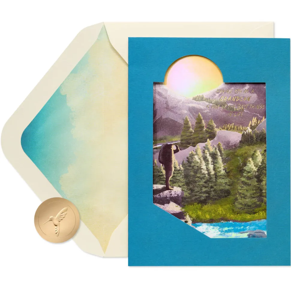 Mountain Hiker Birthday Greeting Card for Grandson