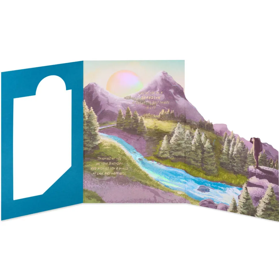 Mountain Hiker Birthday Greeting Card for Grandson