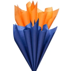 Navy and Orange Tissue Paper, 8-Sheets