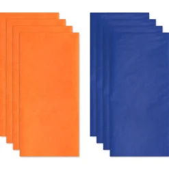 Navy and Orange Tissue Paper, 8-Sheets