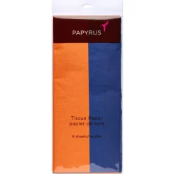Navy and Orange Tissue Paper, 8-Sheets