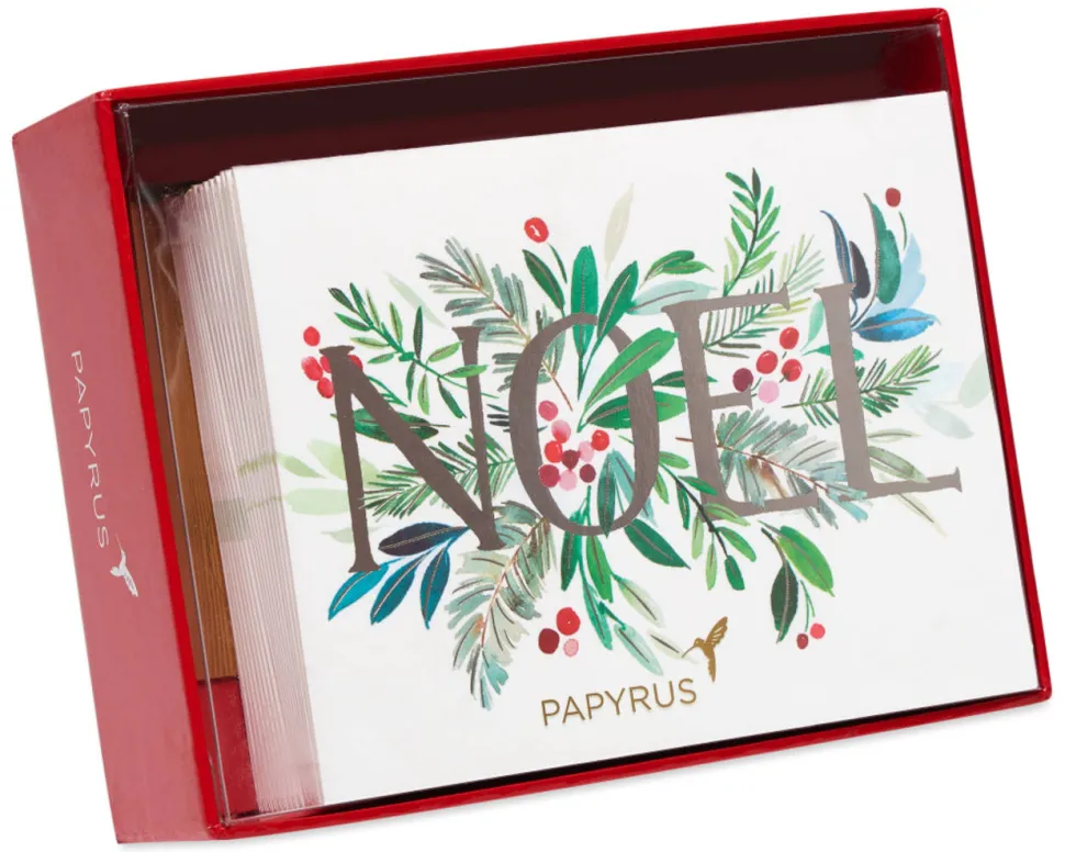Noel and Holly Holiday Boxed Cards, 20-Count
