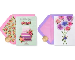 Ombre Cake and Balloons Birthday Cards, 2-Count