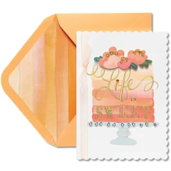 Ombre Floral Cake Birthday Greeting Card