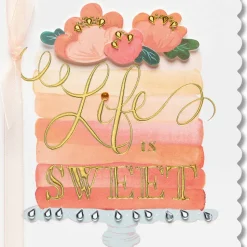 Ombre Floral Cake Birthday Greeting Card