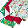 Ornaments, Santa Hats and Animals Christmas Wrapping Paper Rolls, 3 Rolls