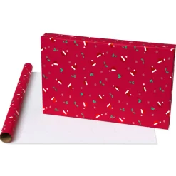 Ornaments, Santa Hats and Animals Christmas Wrapping Paper Rolls, 3 Rolls