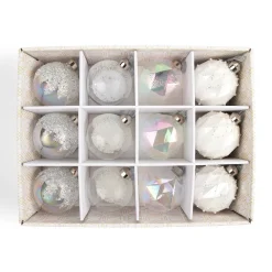12 Pack Crystal Christmas Ornaments