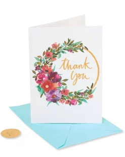 Painterly Wreath Thank You Greeting Card