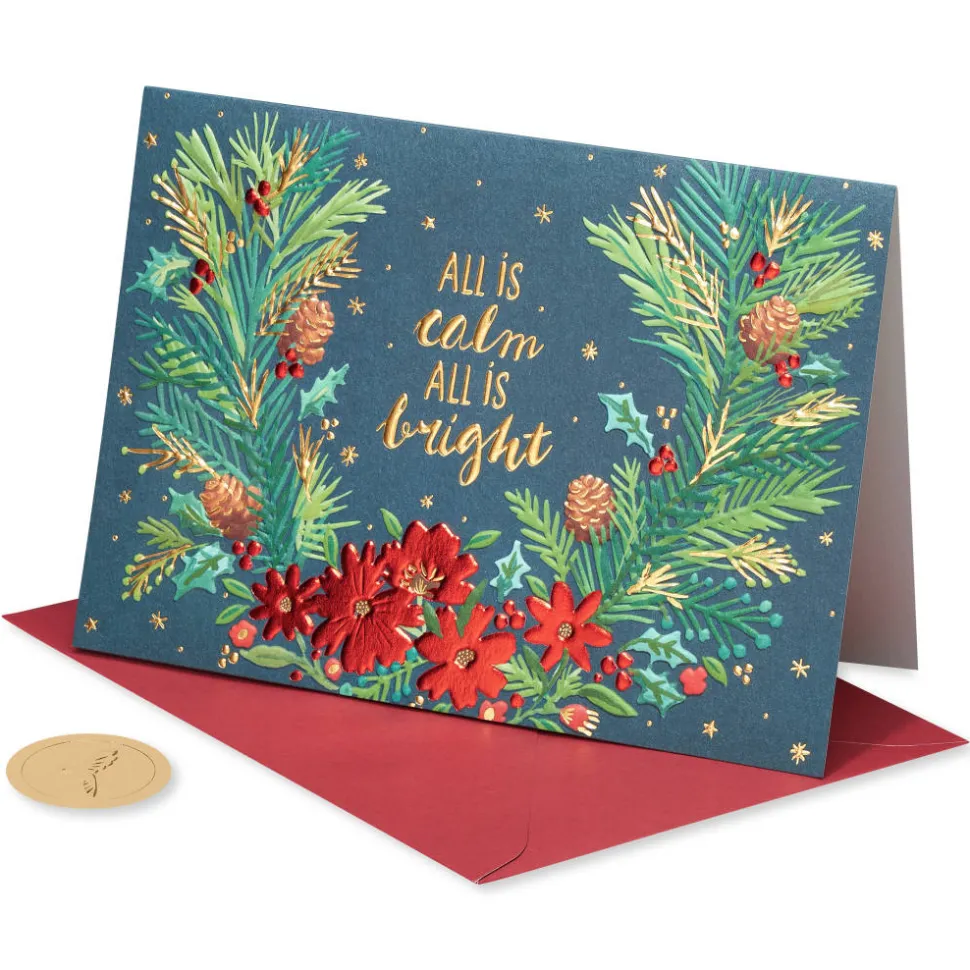 Peace of the Season Christmas Wreath Holiday Boxed Cards, 12-Count