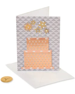 Perforated Leather Cake Birthday Greeting Card