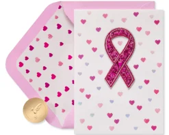 Pink Breast Cancer Awareness Ribbon Blank Thinking of You Greeting Card – BCRF Partnership