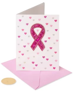 Pink Breast Cancer Awareness Ribbon Blank Thinking of You Greeting Card – BCRF Partnership