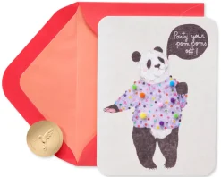 Pom Pom Panda Funny Birthday Greeting Card