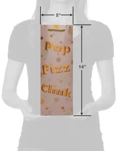 Pop Fizz Clink Beverage Gift Bag with Gold Linen Tissue Paper, 1 Gift Bag and 4 Sheets of Tissue Paper