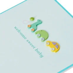 Pull-Toy Animals New Baby Greeting Card