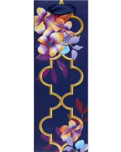 Purple Floral Beverage Gift Bag, 1 Bag