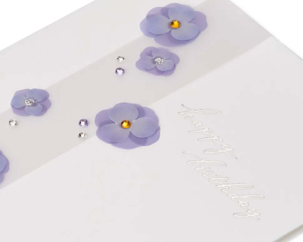Purple Floral Birthday Greeting Card