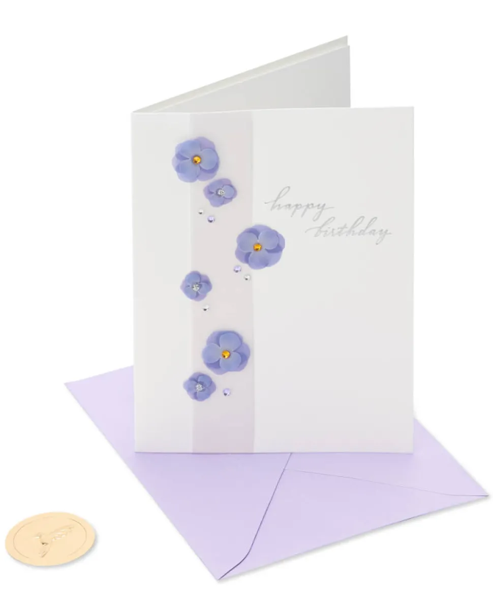 Purple Floral Birthday Greeting Card