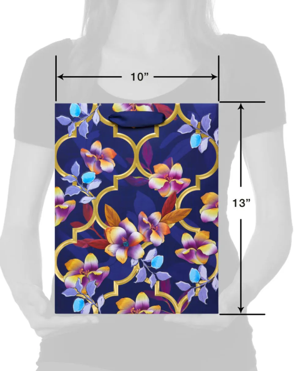 Purple Floral Large Gift Bag, 1 Bag