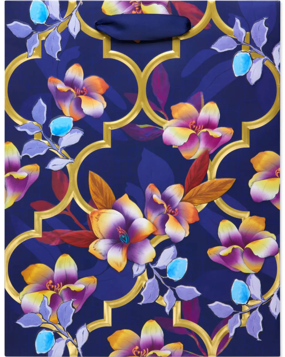Purple Floral Large Gift Bag, 1 Bag
