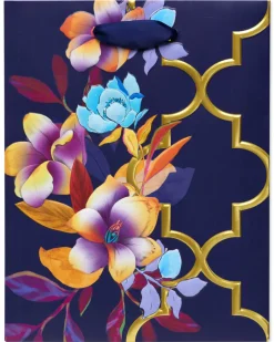 Purple Floral Medium Gift Bag, 1 Bag