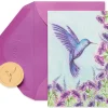 Purple Hummingbird Boxed Cards and Envelopes, 14-Count- Designed by Bella Pilar