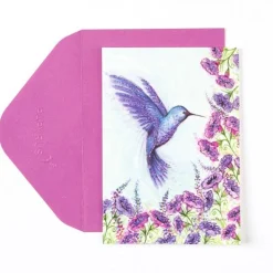 Purple Hummingbird Boxed Cards and Envelopes, 14-Count- Designed by Bella Pilar