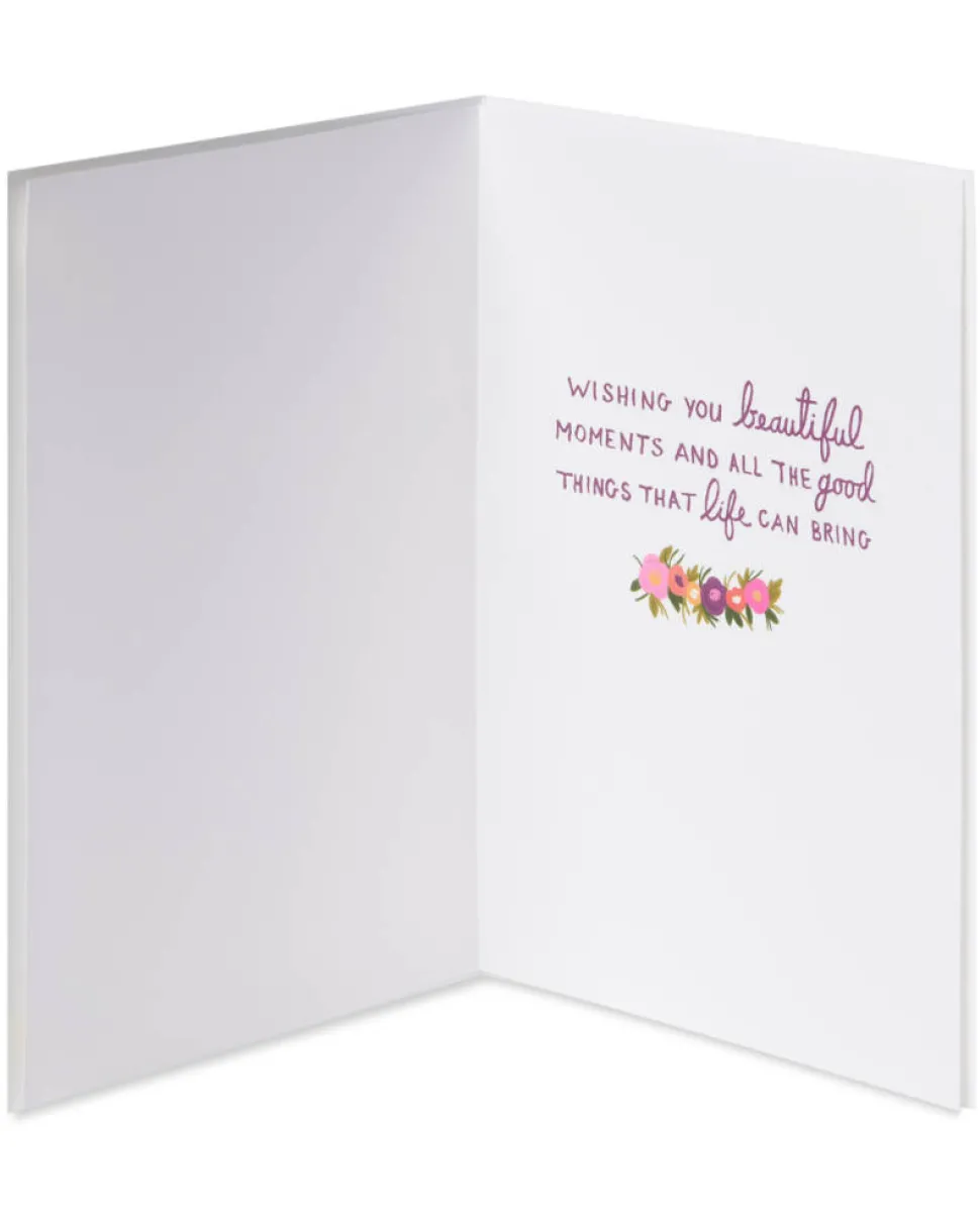 Purple Ombre Floral Cake Birthday Greeting Card