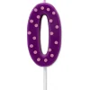 Purple Polka Dots Number 0 Birthday Candle, 1-Count