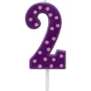 Purple Polka Dots Number 2 Birthday Candle, 1-Count