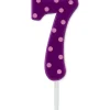 Purple Polka Dots Number 7 Birthday Candle, 1-Count
