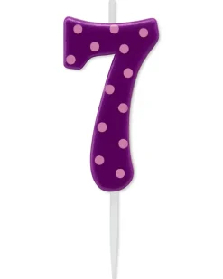 Purple Polka Dots Number 7 Birthday Candle, 1-Count
