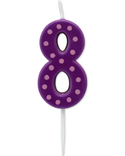 Purple Polka Dots Number 8 Birthday Candle, 1-Count