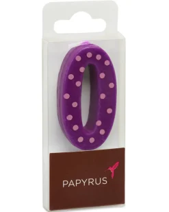Purple Polka Dots Number 0 Birthday Candle, 1-Count