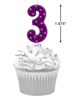 Purple Polka Dots Number Birthday Candles Pack, 10-Count