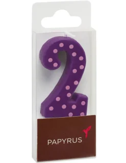Purple Polka Dots Number 2 Birthday Candle, 1-Count