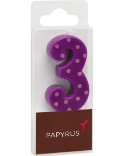 Purple Polka Dots Number 3 Birthday Candle, 1-Count