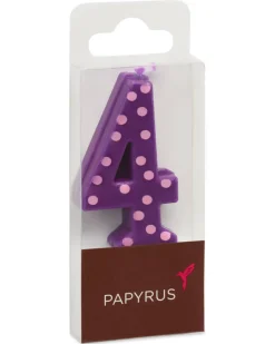 Purple Polka Dots Number 4 Birthday Candle, 1-Count