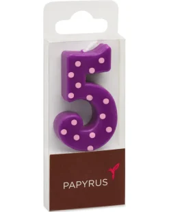 Purple Polka Dots Number 5 Birthday Candle, 1-Count