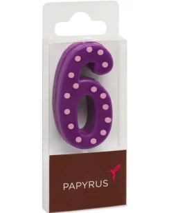 Purple Polka Dots Number 6 Birthday Candle, 1-Count