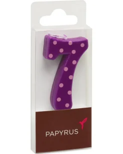 Purple Polka Dots Number 7 Birthday Candle, 1-Count