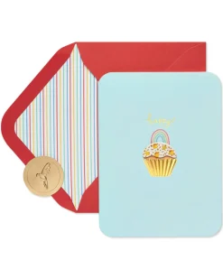 Rainbow Cupcake Birthday Greeting Card