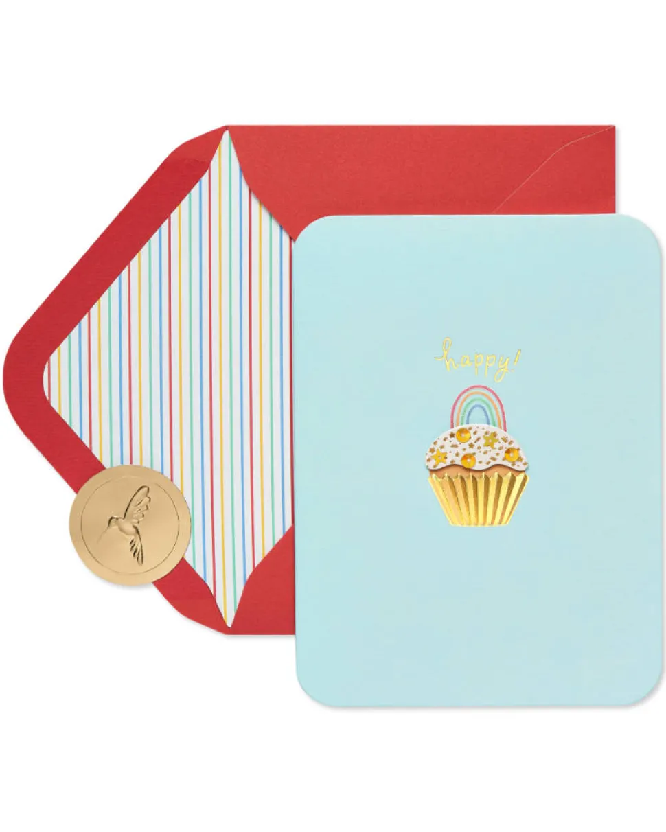 Rainbow Cupcake Birthday Greeting Card