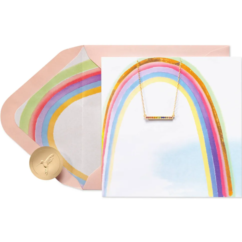 Rainbow Necklace Blank Greeting Card with Necklace