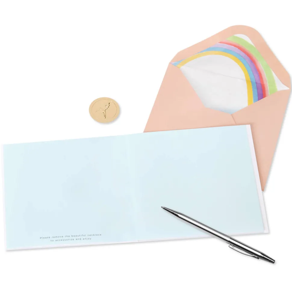 Rainbow Necklace Blank Greeting Card with Necklace