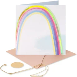 Rainbow Necklace Blank Greeting Card with Necklace