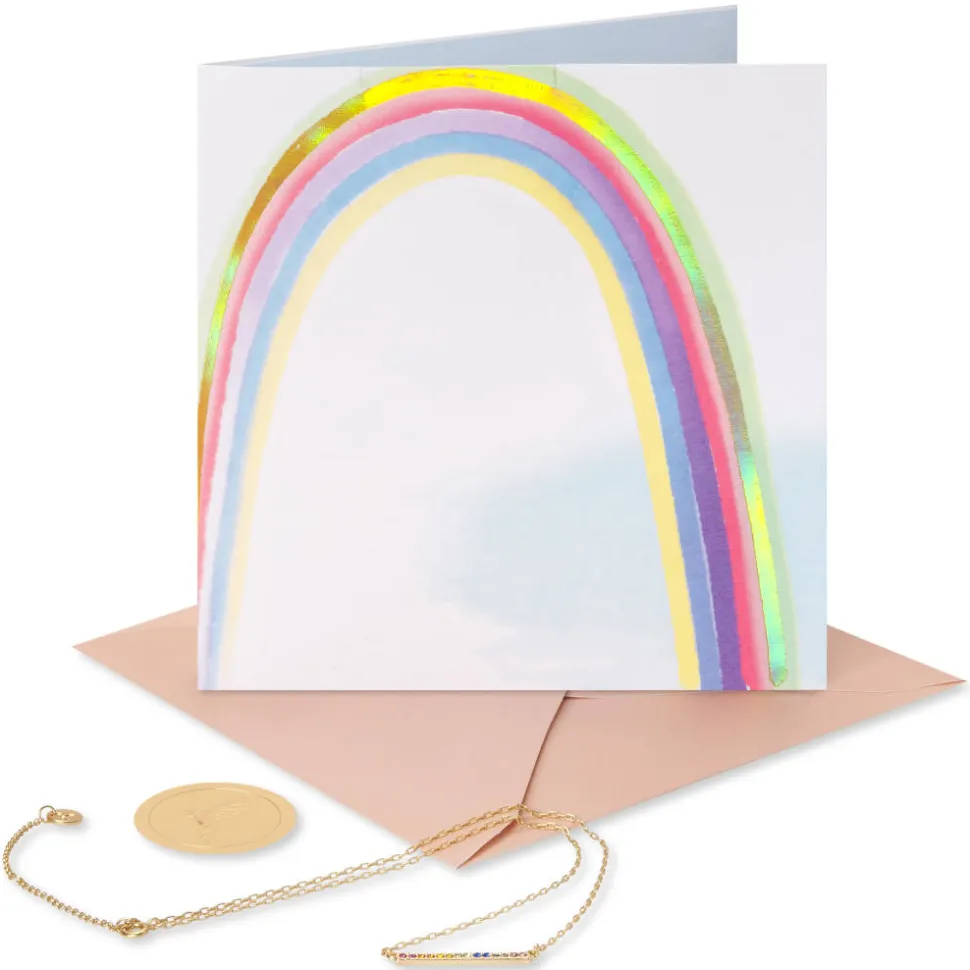 Rainbow Necklace Blank Greeting Card with Necklace